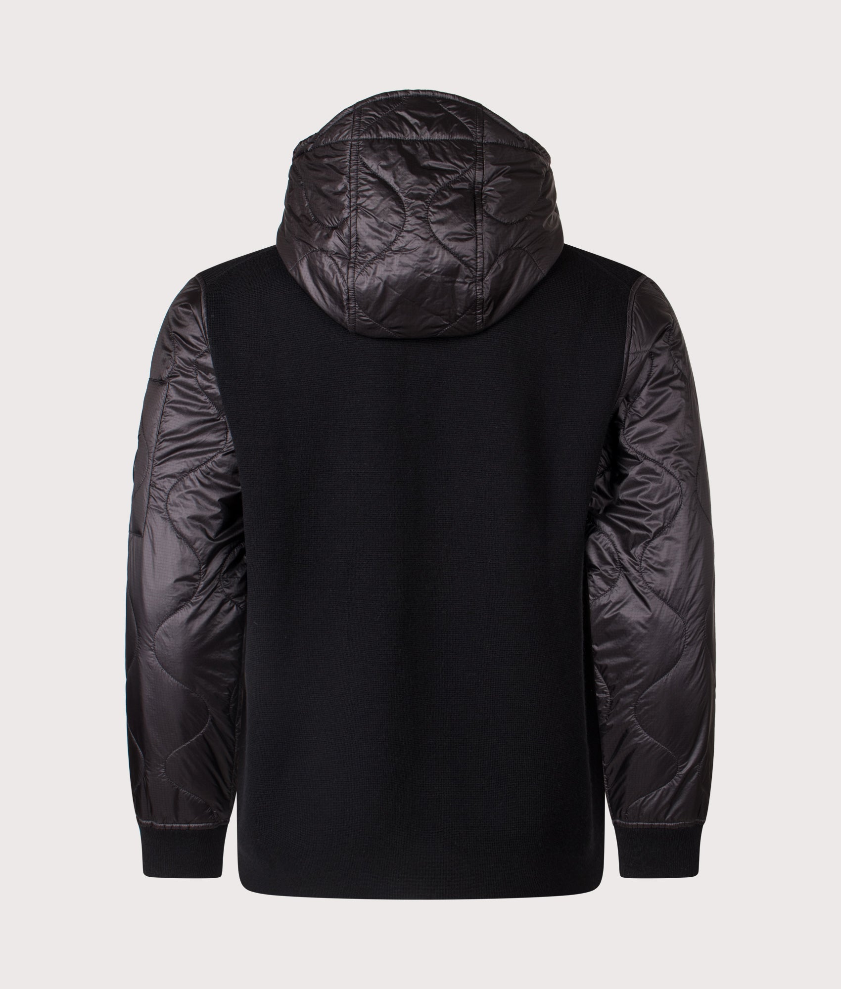 Extrafine Merino Wool Mixed Hooded Zip D.D. Shell Sweater. Back shot.