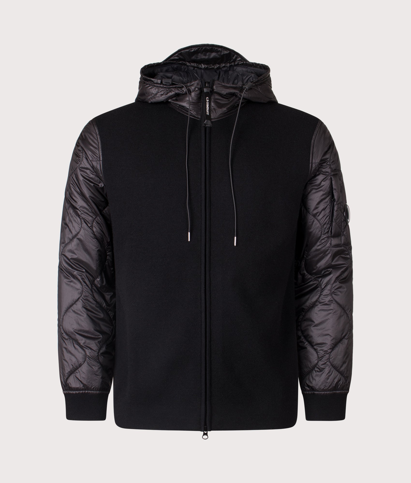 Extrafine Merino Wool Mixed Hooded Zip D.D. Shell Sweater. Front shot.