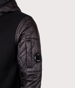 Extrafine Merino Wool Mixed Hooded Zip D.D. Shell Sweater. Detail shot.