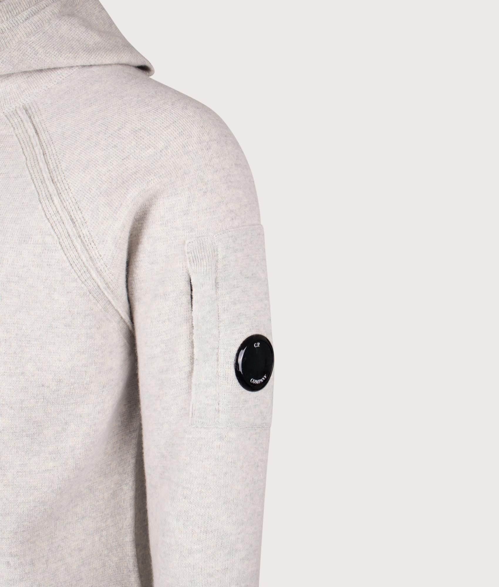 Lambswool GRS Hooded Full Zip Sweater. Shot by EQVVS. Detail shot.