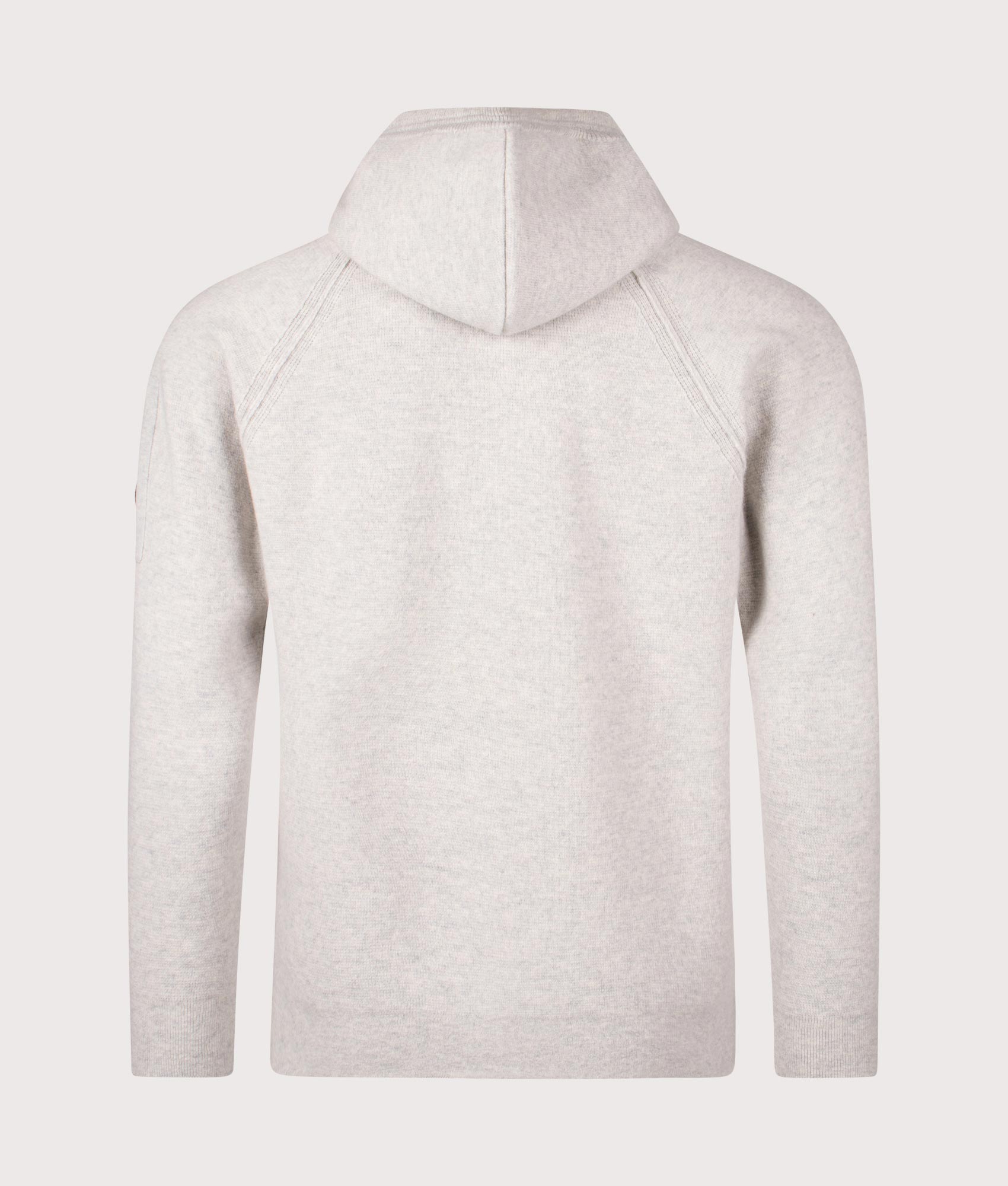 Lambswool GRS Hooded Full Zip Sweater. Shot by EQVVS. Back shot.