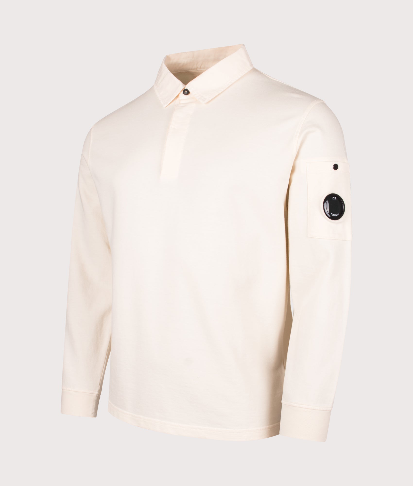 Light Fleece Polo Sweatshirt. Shot by EQVVS. Front detail shot.