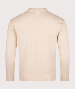Knitted Crewneck Pocket Sweatshirt in Pistachio Shell | Cotton Blend | C.P. Company | EQVVS | Back shot 