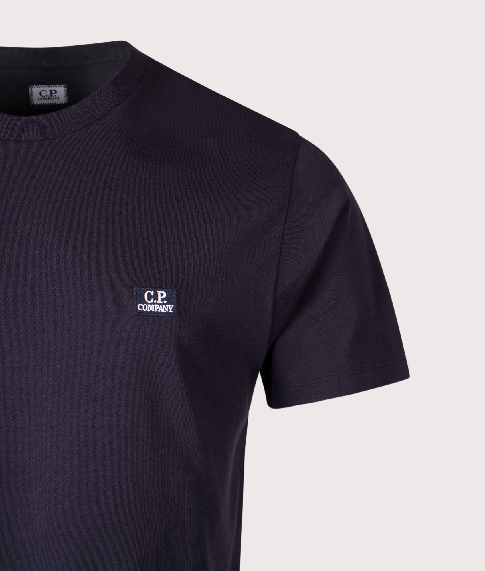 Jersey Logo Patch T-Shirt in Total Eclipse | 100% Cotton | C.P. Company | EQVVS | Front detail shot 