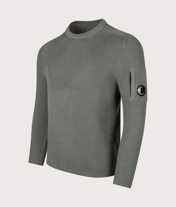 Full Rib Crewneck Lens Jumper in Gunmetal | C.P. Company | EQVVS