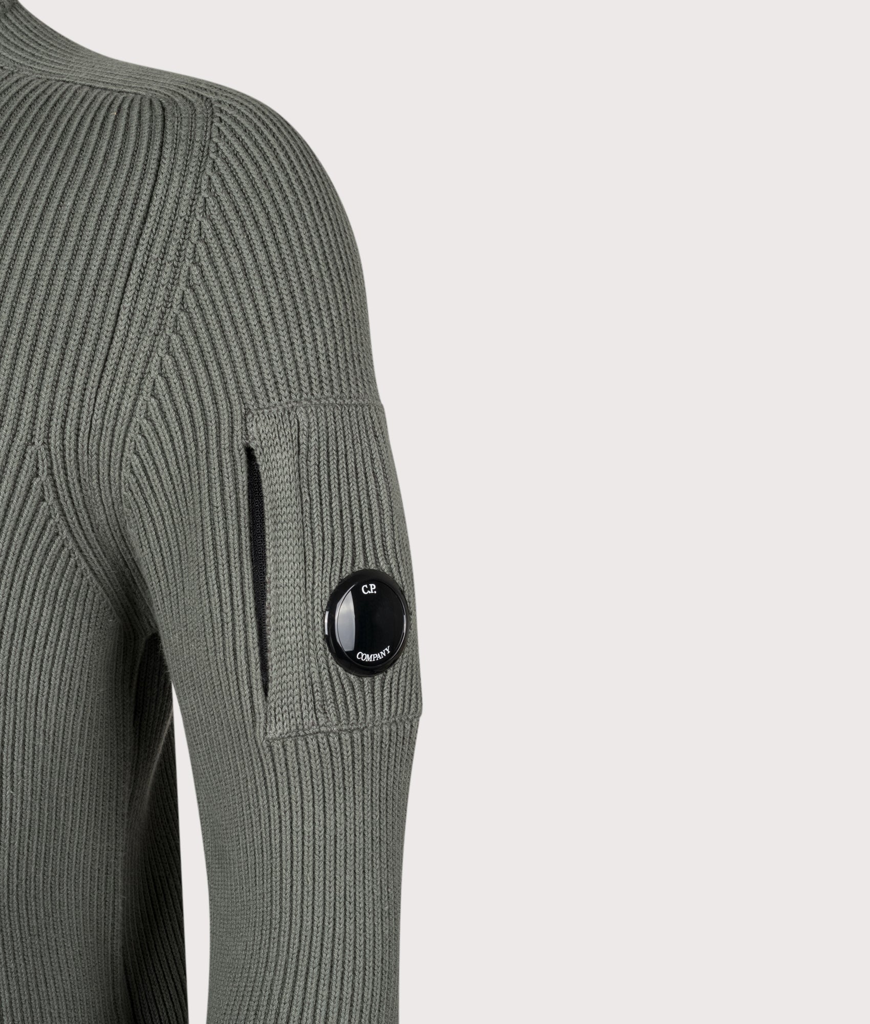 Full Rib Crewneck Lens Jumper in Gunmetal | C.P. Company | EQVVS