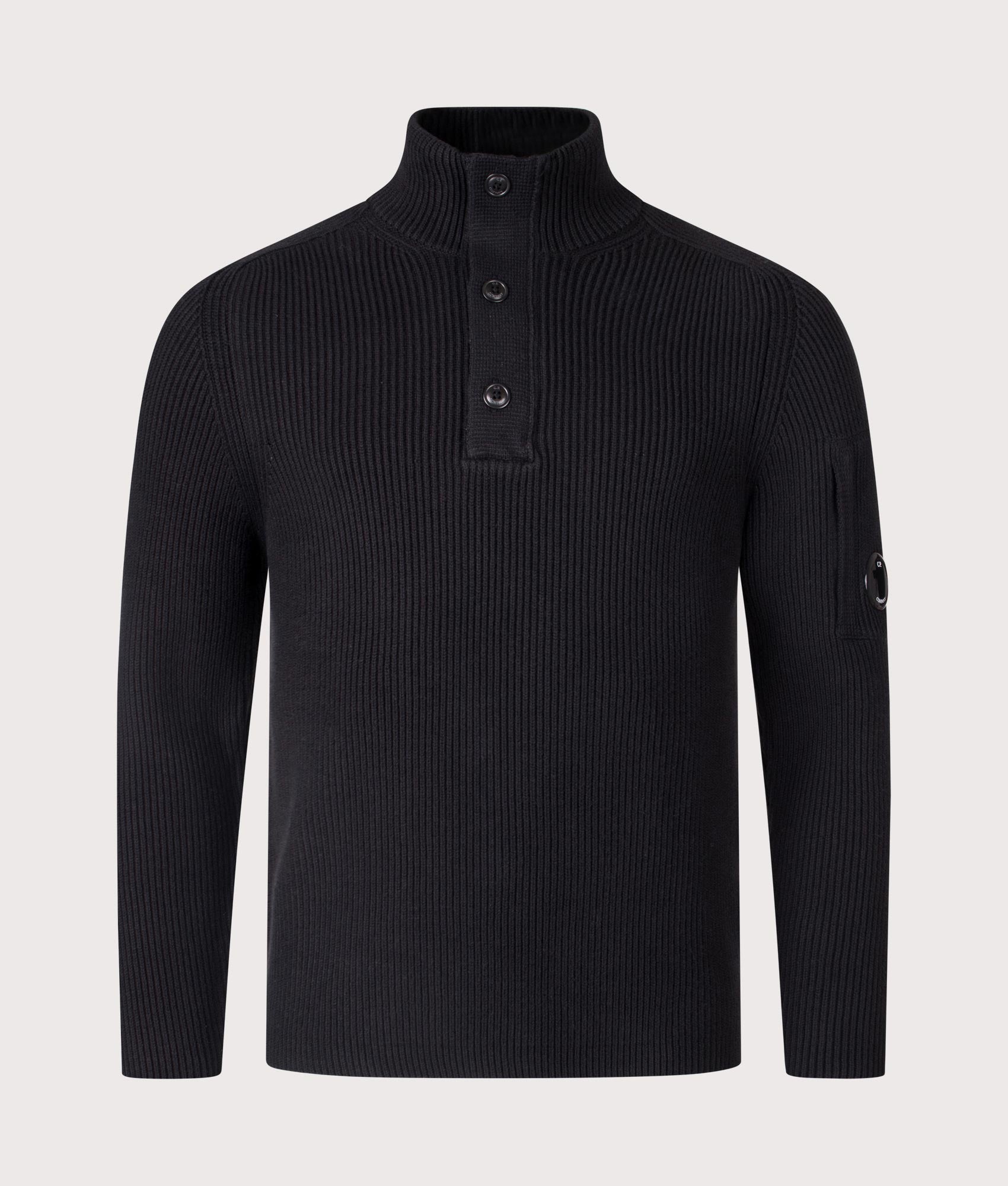 Full Rib Half Button Jumper. Shot by EQVVS. Front shot.
