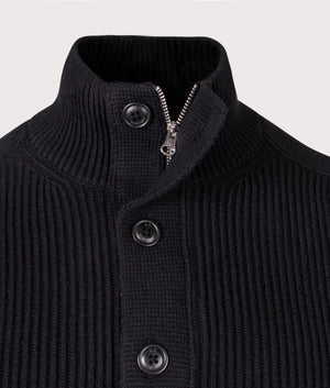 Full Rib Half Button Jumper. Shot by EQVVS. Detail shot collar.