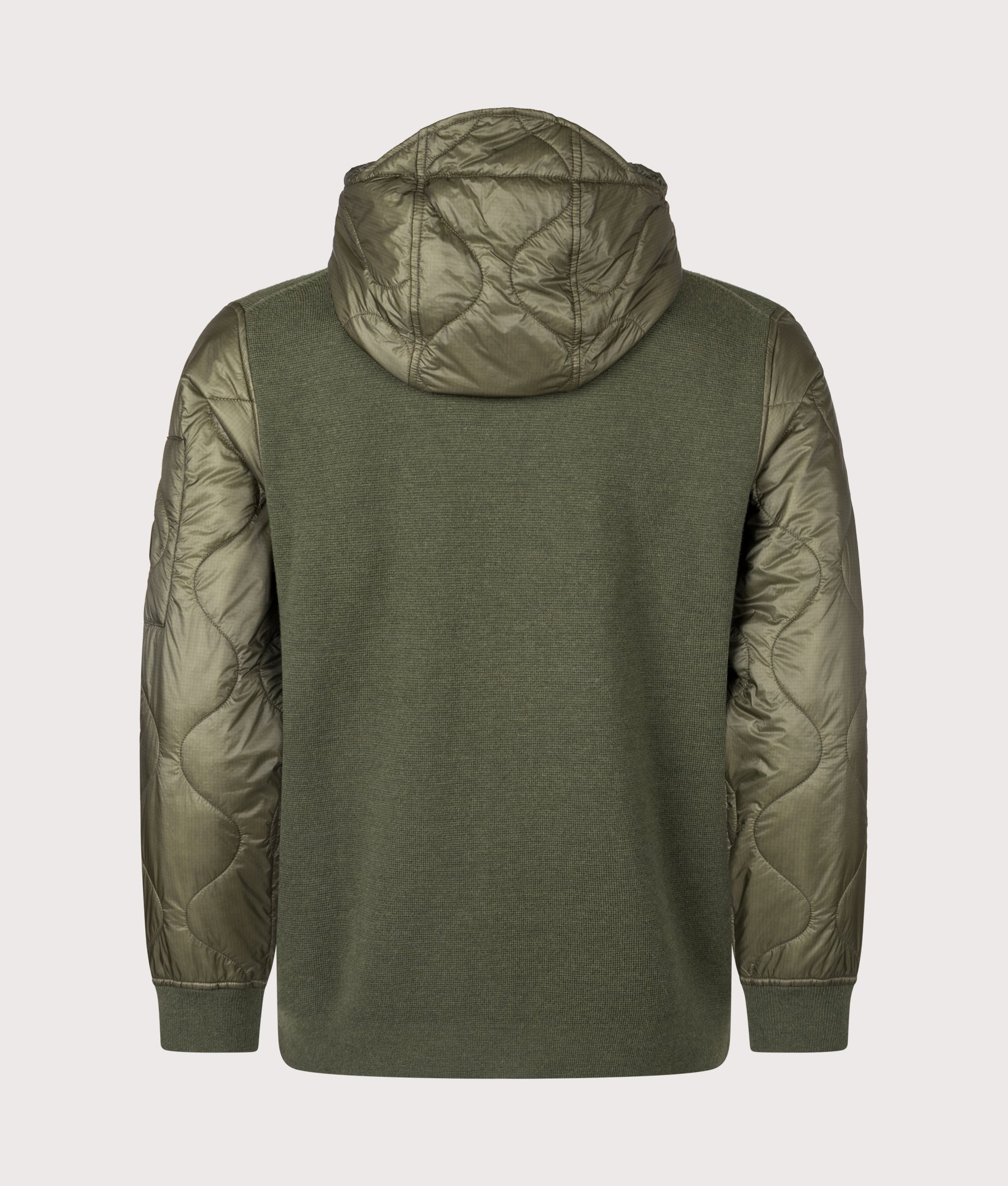 Extrafine Merino Wool Mixed Hooded Zip D.D. Shell Sweater. Shot by EQVVS. Back shot.