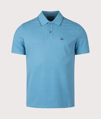 Stretch Piqué Short Sleeve Striped Collar Polo Shirt: 815 Aegean Blue 