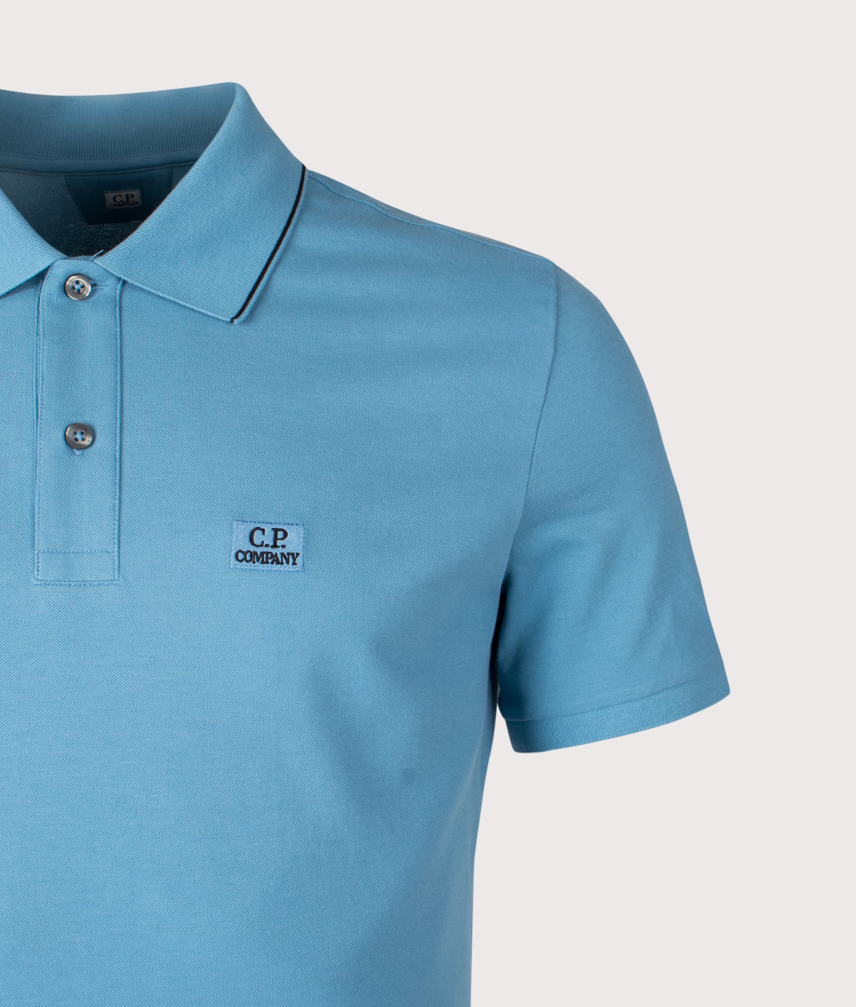 Stretch Piqué Short Sleeve Polo Shirt in Blue | C.P. Company