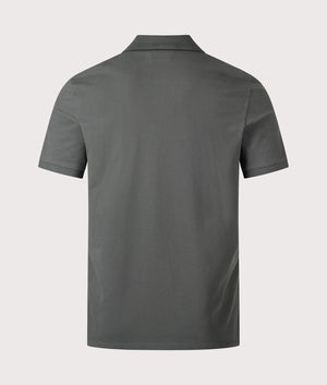 Stretch Piqué Striped Collar Polo Shirt by C.P. Company in Dark Shadow. Shot by EQVVS. Back Shot.