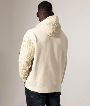 Diagonal Raised Fleece Full Zip Hooded Sweatshirt. Shot by EQVVS. Back model shot.