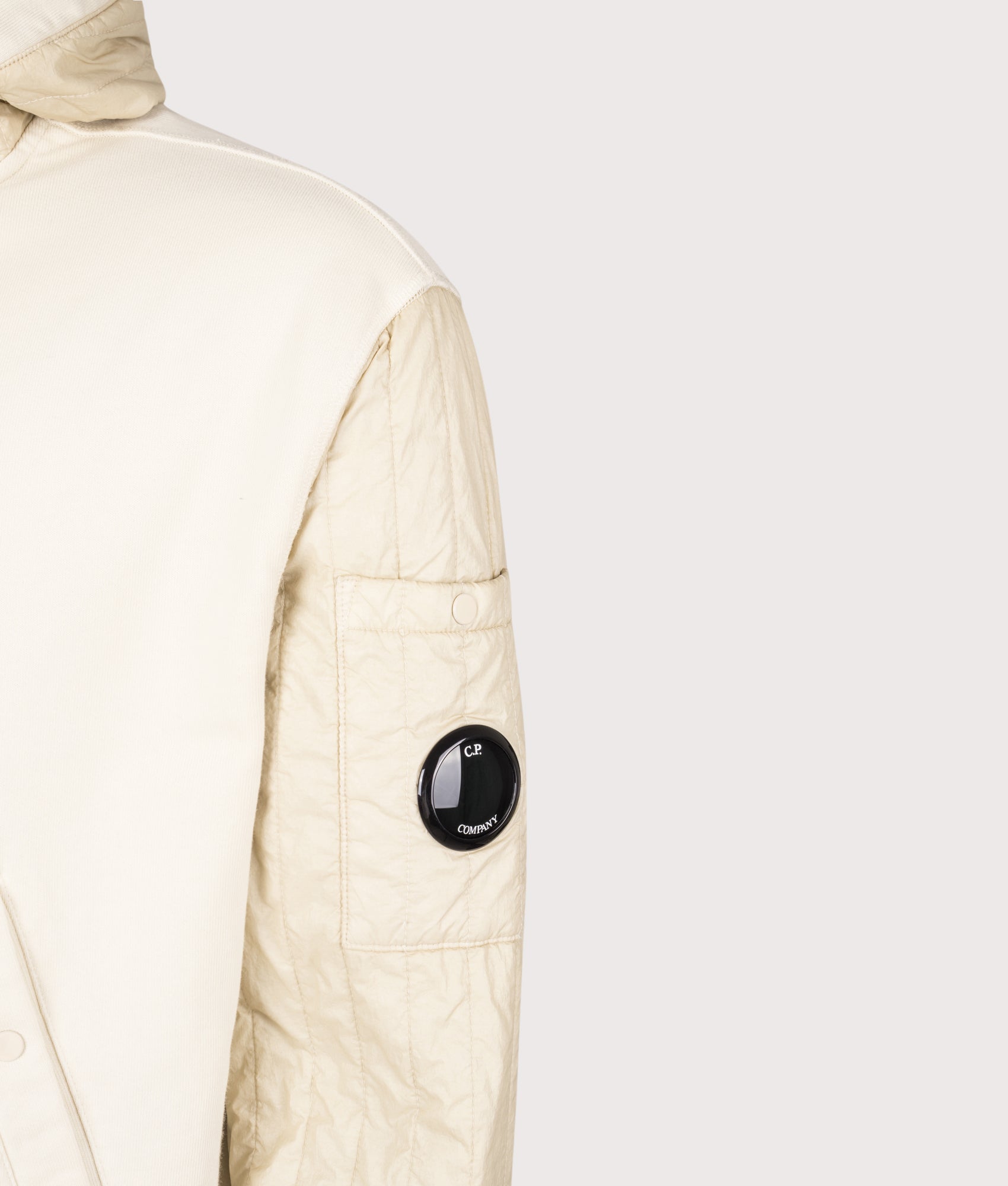 Diagonal Raised Fleece Full Zip Hooded Sweatshirt. Shot by EQVVS. Detail shot.