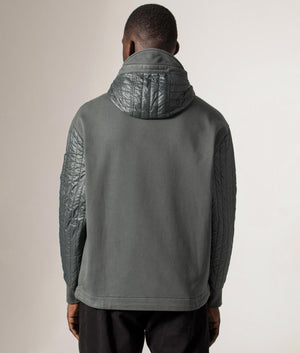 Diagonal Raised Fleece Full Zip Hooded Sweatshirt. Shot by EQVVS. Model back shot.