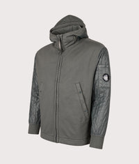 Diagonal Raised Fleece Full Zip Hooded Sweatshirt: 978 Dark Shadow 