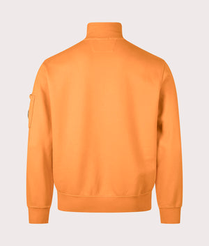 C.P. Company Diagonal Fleece Quarter Zip Sweatshirt in Russet Orange at EQVVS Menswear. Back shot.