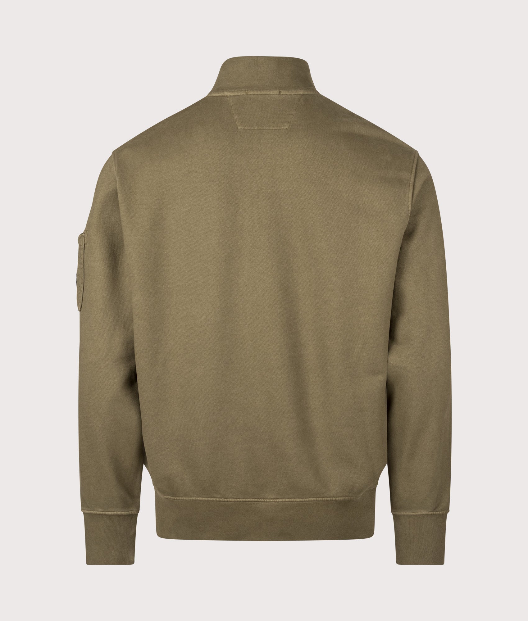 Diagonal Fleece Quarter Zip Sweatshirt in Capers | 100% Cotton | C.P. Company | EQVVS | Back shot 