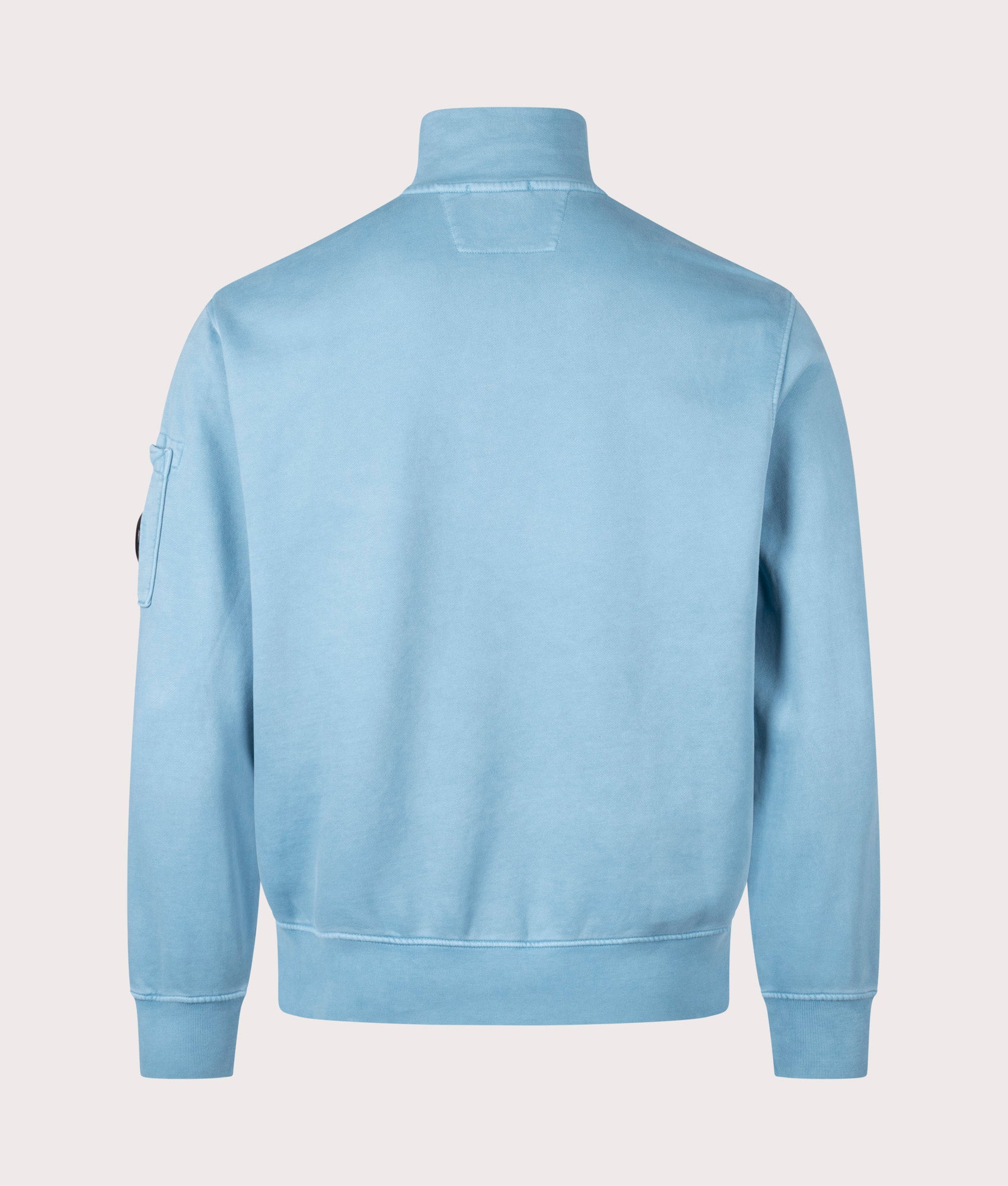 C.P. Company Diagonal Fleece Quarter Zip Sweatshirt in Aegean Blue at EQVVS Menswear. Back shot.