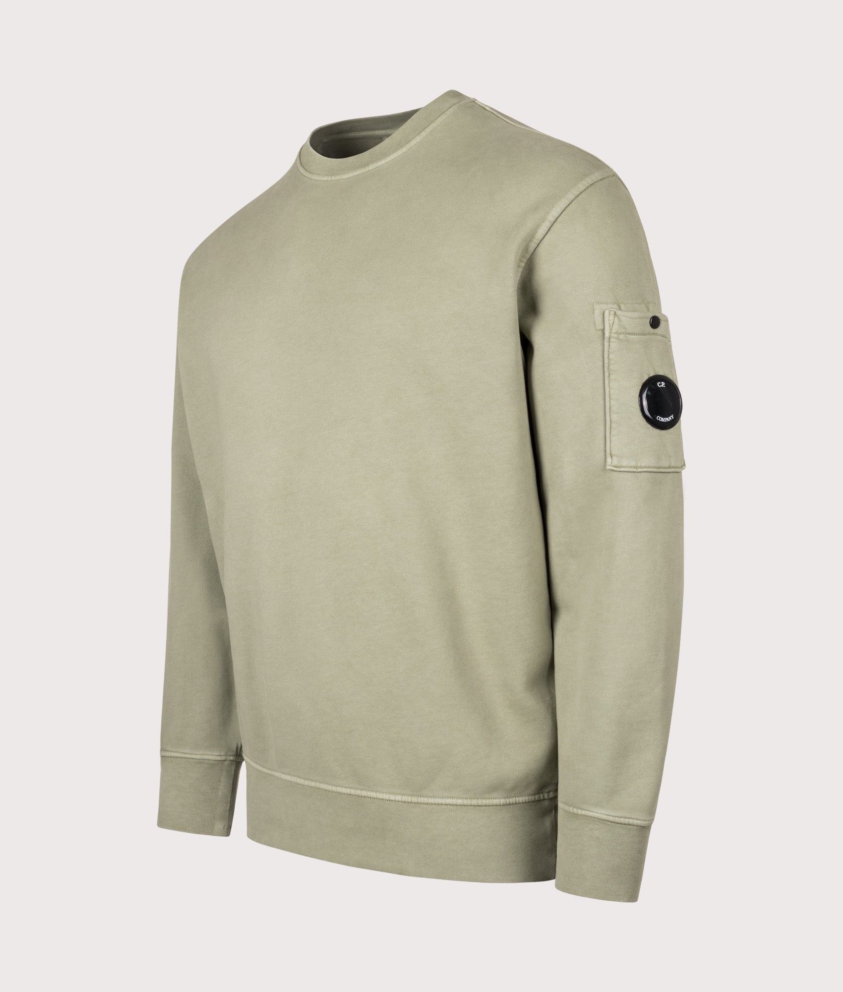 Diagonal Fleece Crewneck Lens Sweatshirt. Shot by EQVVS. Front detail shot.