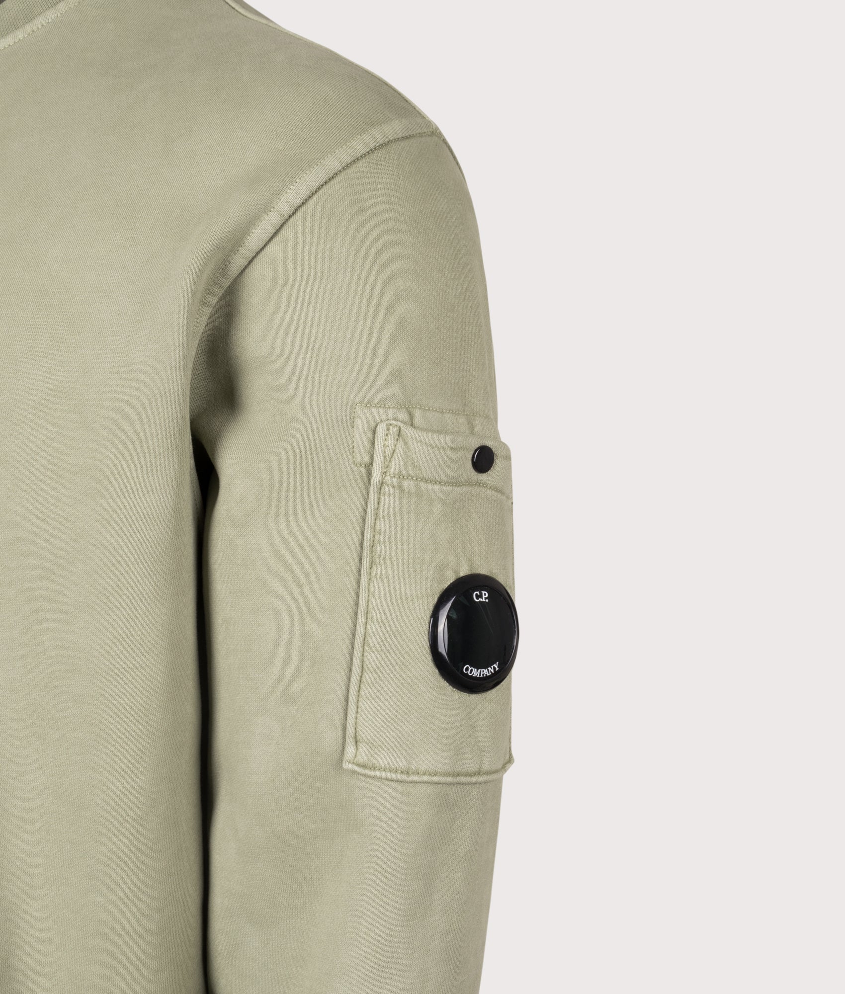 Diagonal Fleece Crewneck Lens Sweatshirt. Shot by EQVVS. Detail shot.