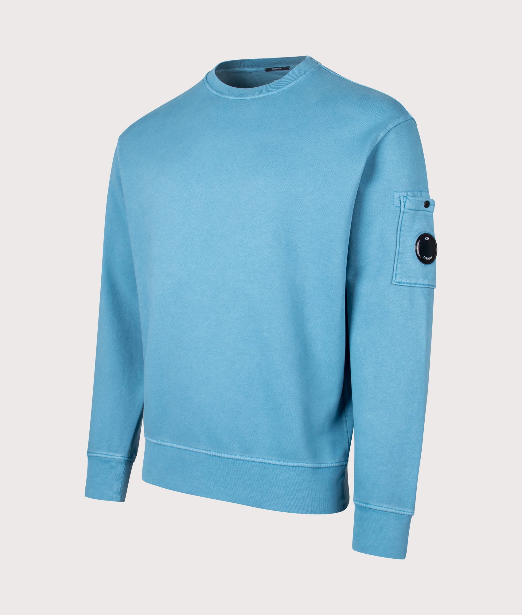 Diagonal Fleece Crewneck Lens Sweatshirt. Shot by EQVVS. Front detail shot.