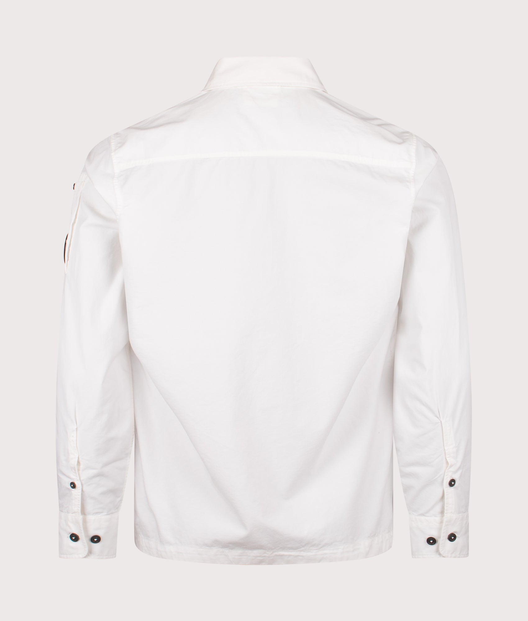 Organic Gabardine Zipped Lens Overshirt in Hauze White | 100% Organic Cotton | C.P. Company | EQVVS | Back shot