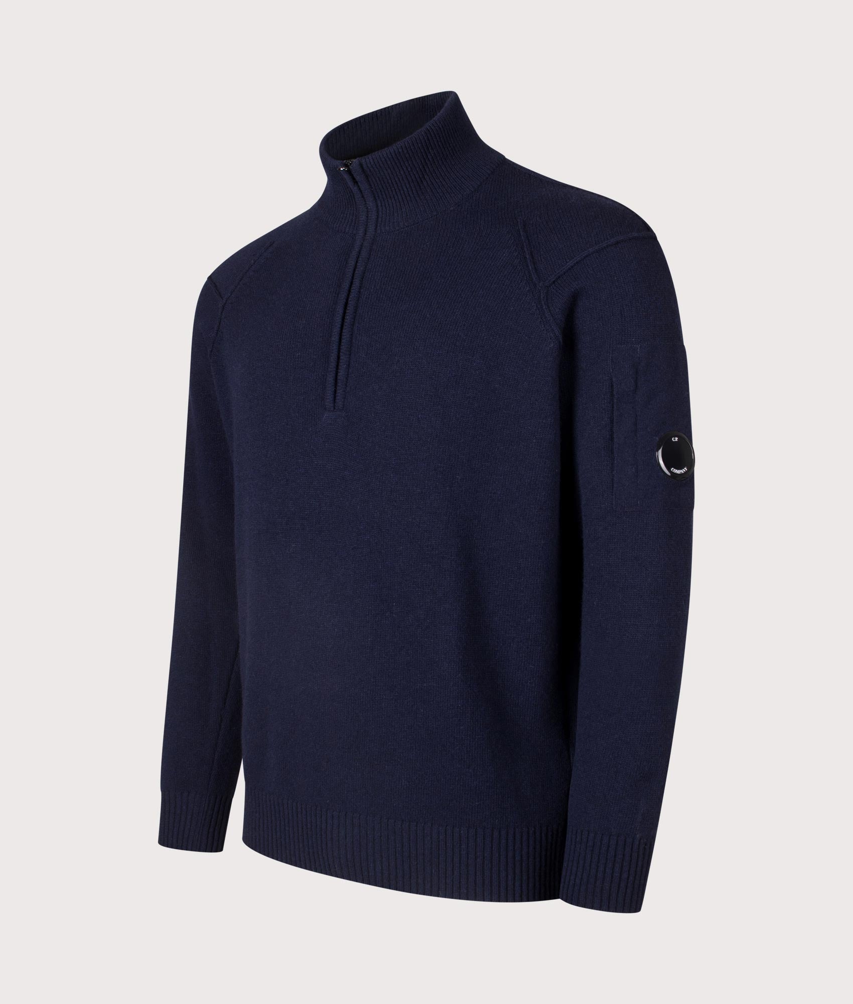 Lambswool GRS Quarter Zip Jumper. Shot by EQVVS. Front detail shot.