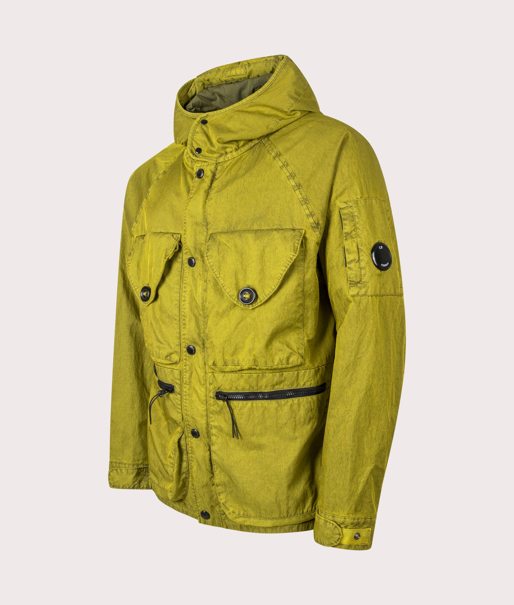 Panama-R Mixed Goggle Jacket in Antique Moss | 100% Polyamide | C.P. Company | EQVVS | Side angle shot 