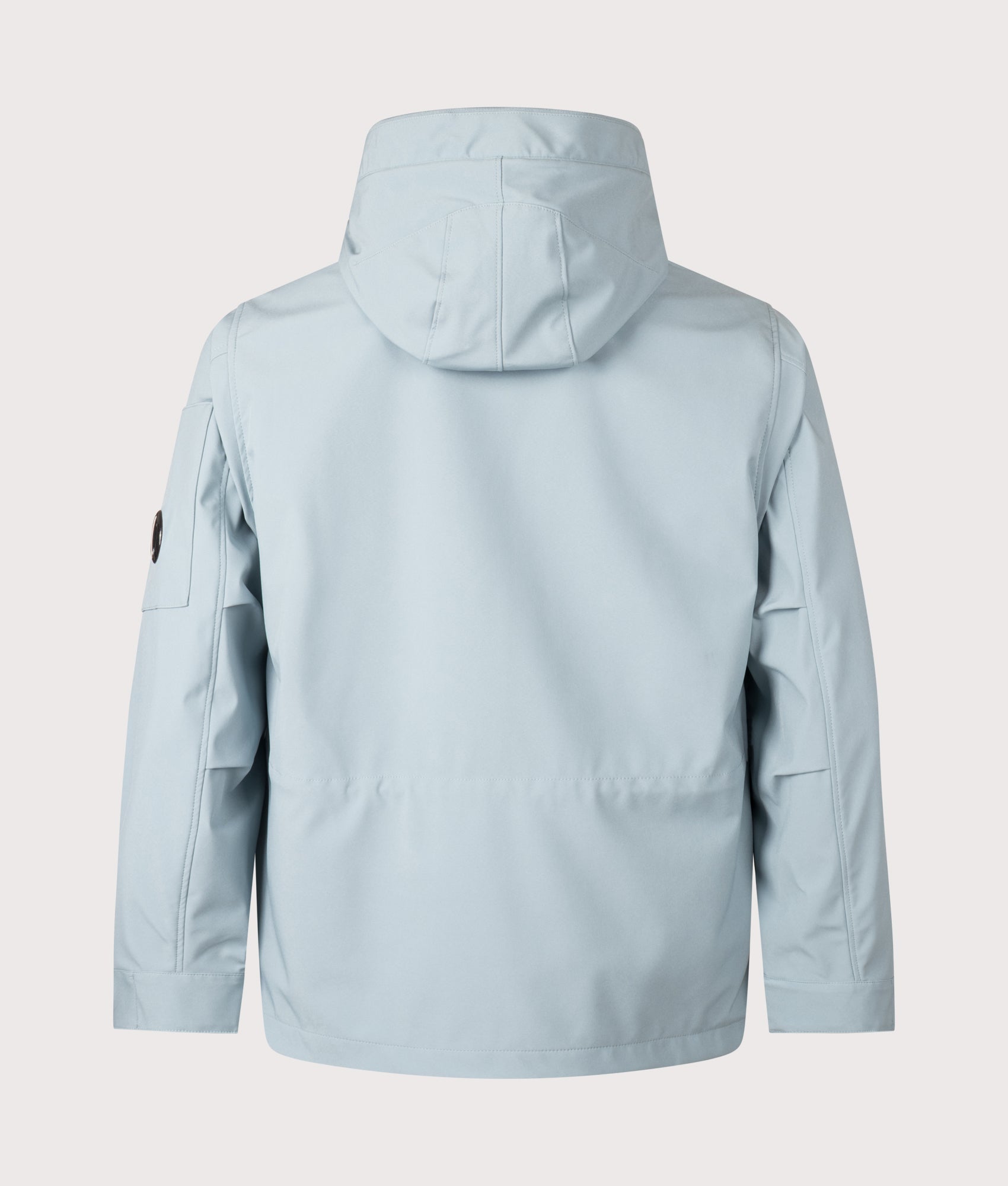 C.P. Company Shell-R Goggle Jacket in Silver Blue at EQVVS Menswear. Back shot.