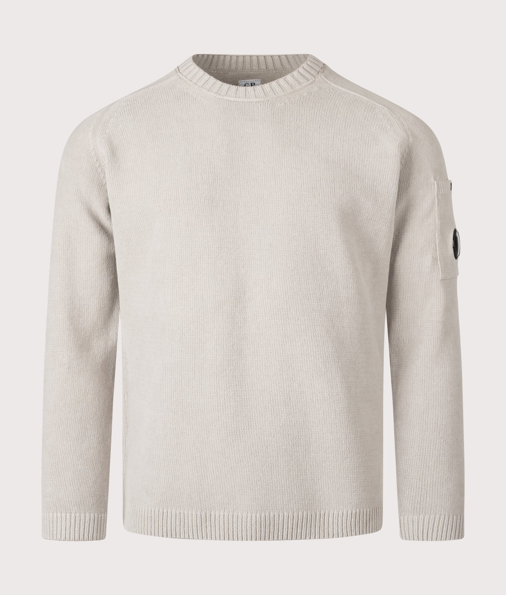 Cotton Chenille Crewneck Lens Jumper in Dove | Cotton Chenille | C.P. Company | EQVVS | Front shot 