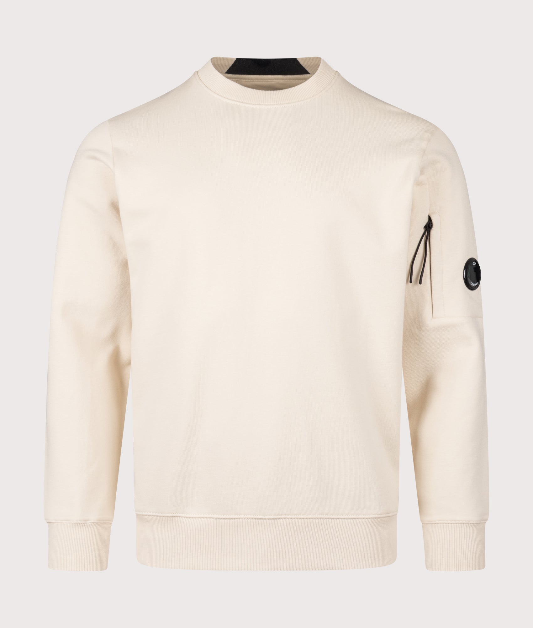 C.P. Company Diagonal Raised Fleece Lens Sweatshirt in Frozen Dew at EQVVS Menswear. Front shot.