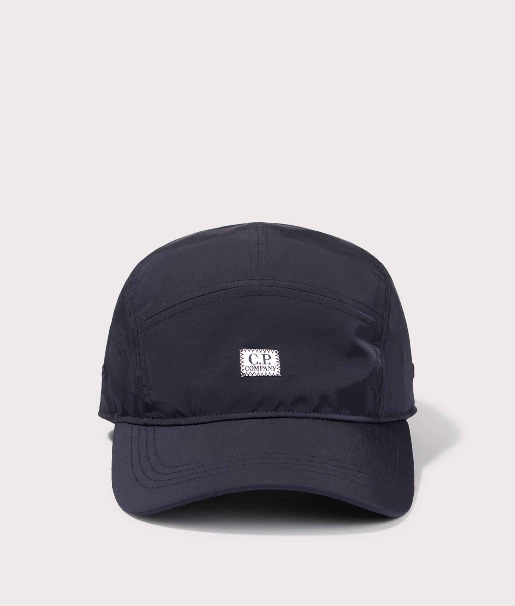 C.P. Company Chrome-R Cap in Total Eclipse at EQVVS Menswear. Front shot.