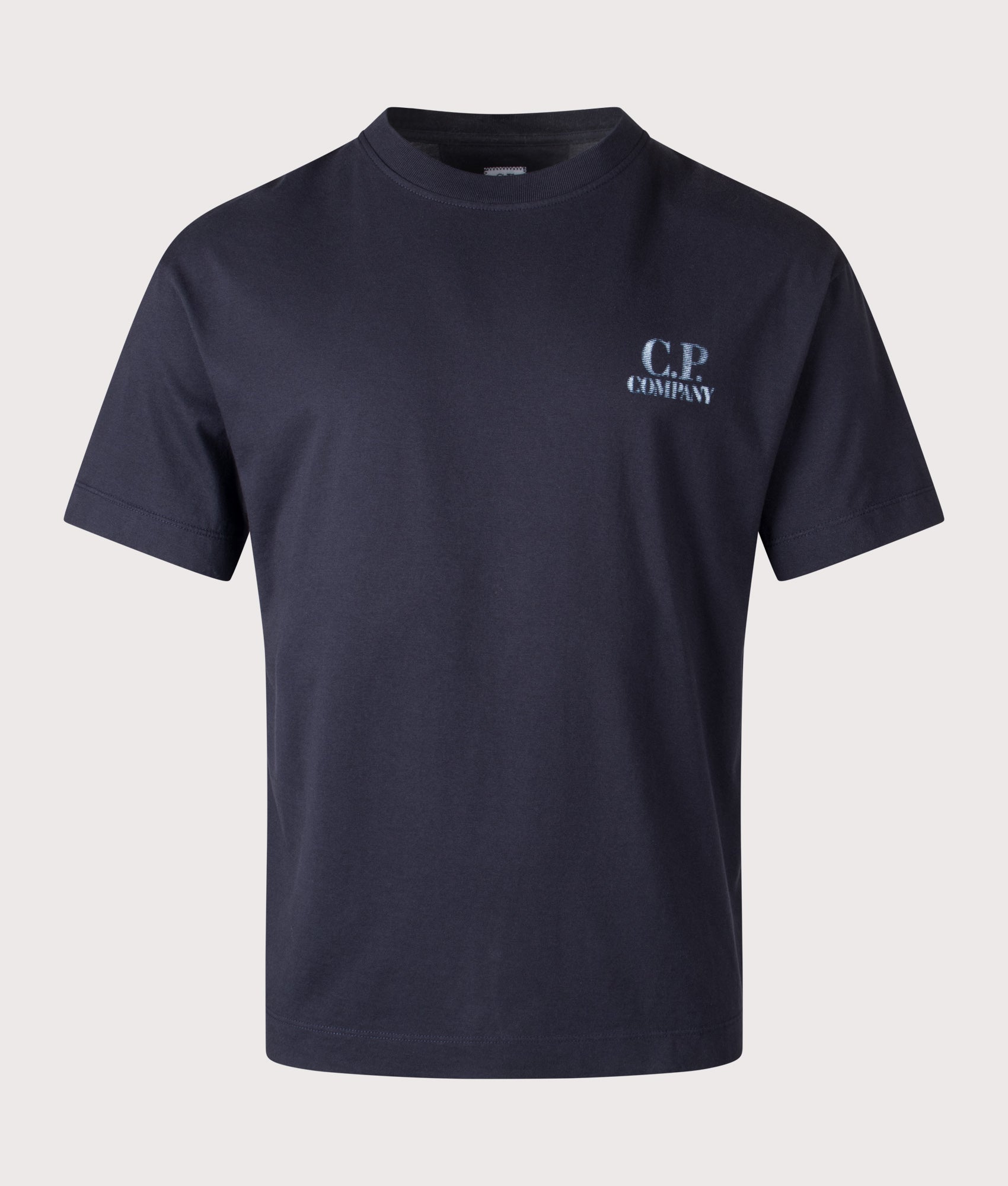 Jersey Comfort Logo T-Shirt in Total Eclipse | 100% Cotton | C.P. Company | EQVVS | Front shot 