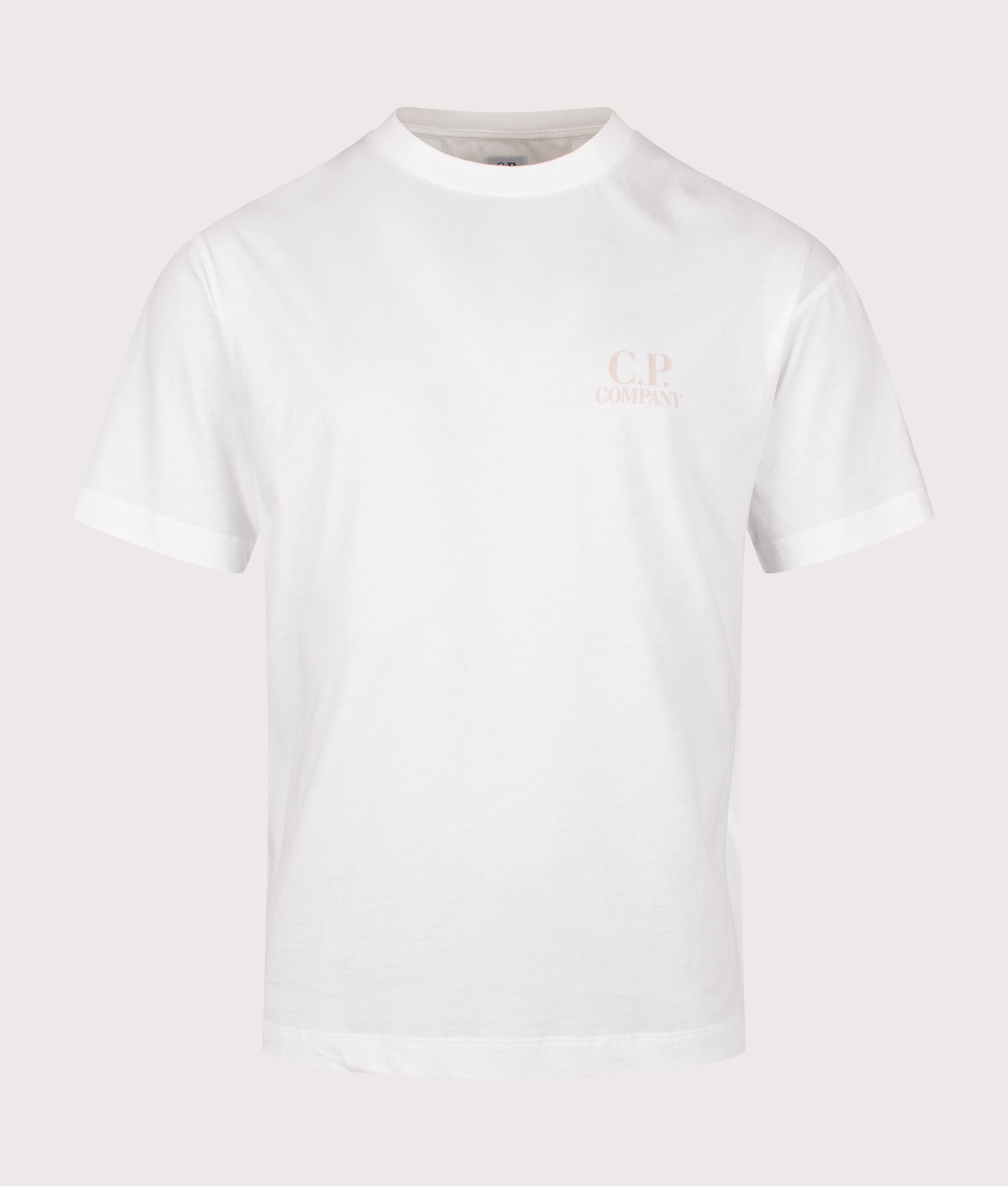 Jersey Logo T-Shirt in Gauze White | 100% Cotton | C.P. Company | EQVVS | Front shot 