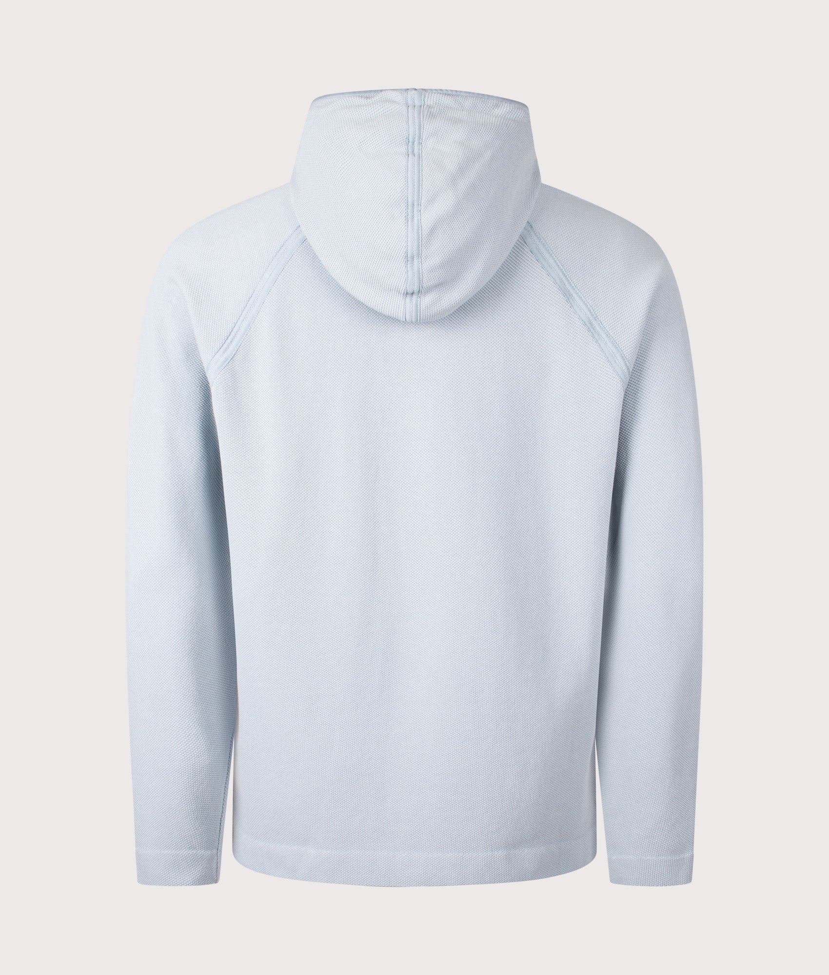 C.P. Company Heavy Piquet Pigment Dyed Hoodie in Silver Blue at EQVVS Menswear. Back shot.