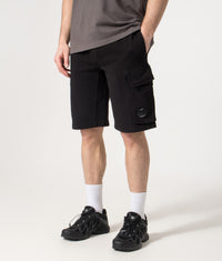 Regular Fit Cotton Diagonal Fleece Cargo Sweatshorts: 999 Black 