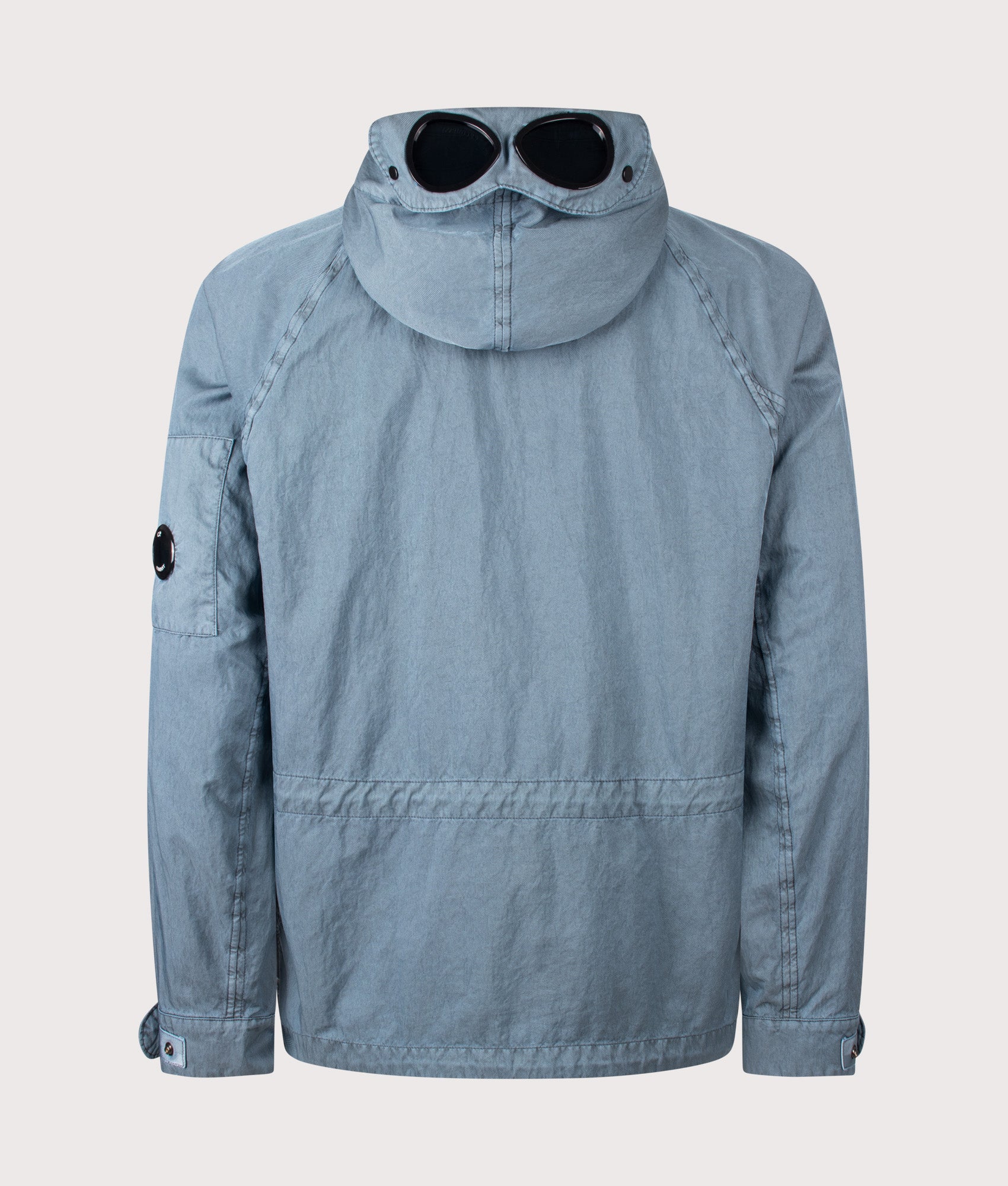 Panama-R Mixed Goggle Jacket in Silver Blue by C.P. Company. Shot by EQVVS. Back shot.