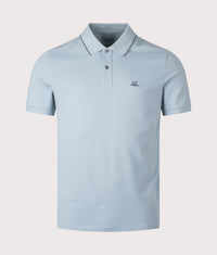 Stretch Piquet Short Sleeve Logo Polo Shirt: 809 Silver Blue 