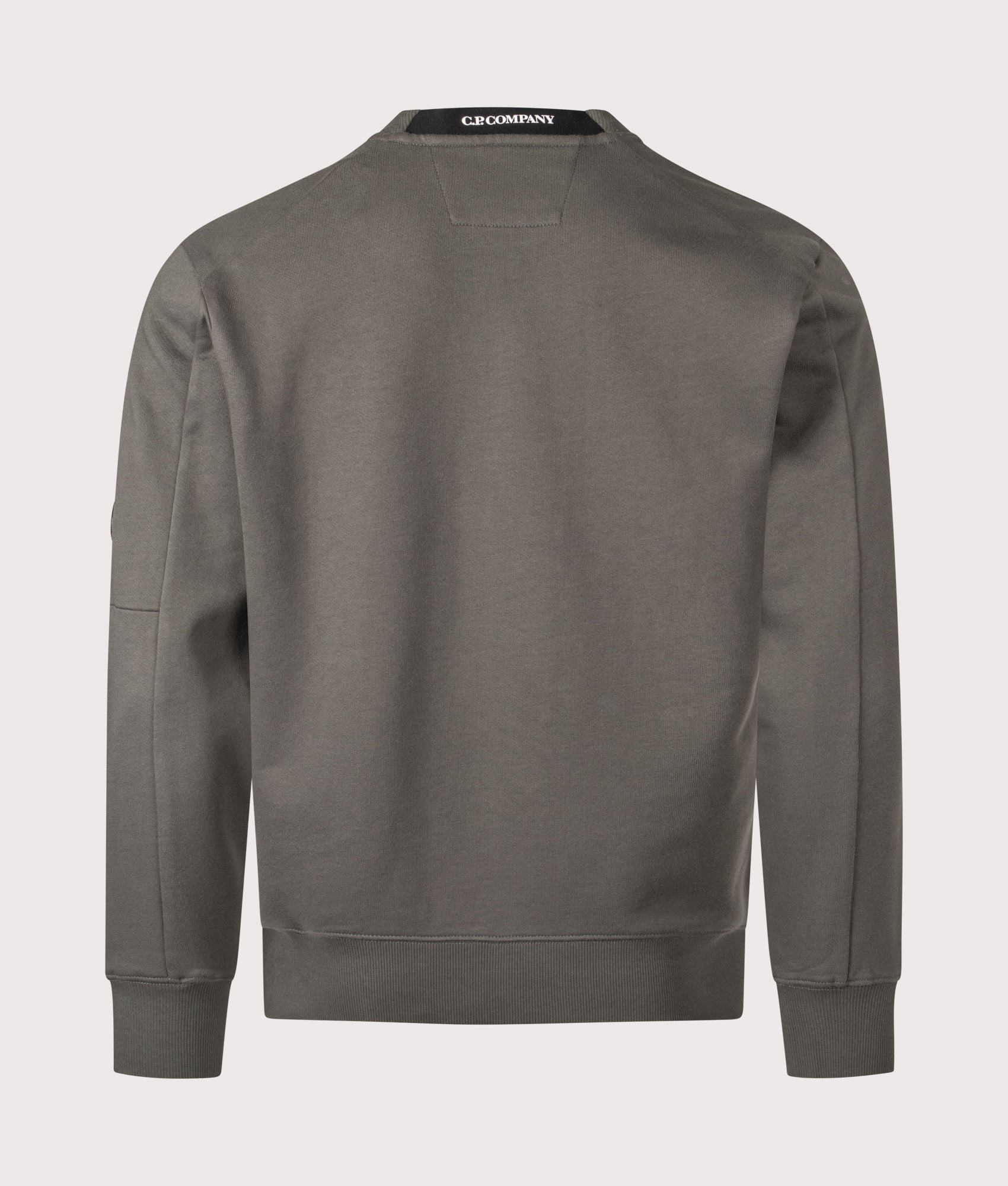 C.P. Company Diagonal Raised Fleece Lens Sweatshirt in Gunmetal at EQVVS Menswear. Back shot.