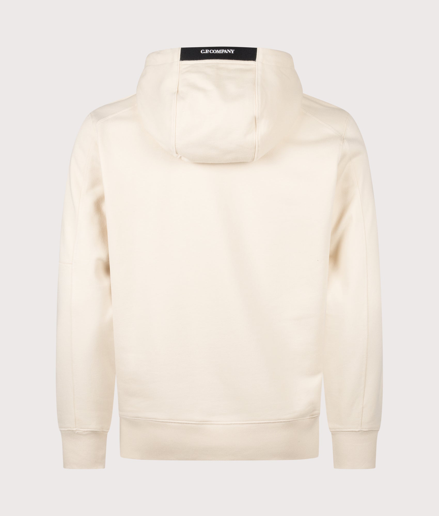 C.P. Company Diagonal Raised Fleece Lens Hoodie in Frozen Dew at EQVVS Menswear. Back shot.