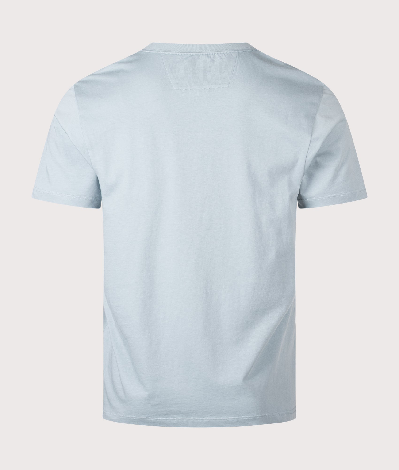 C.P. Company 30/1 Jersey Short Sleeve Printed T-Shirt in Silver Blue at EQVVS Menswear. Back shot.