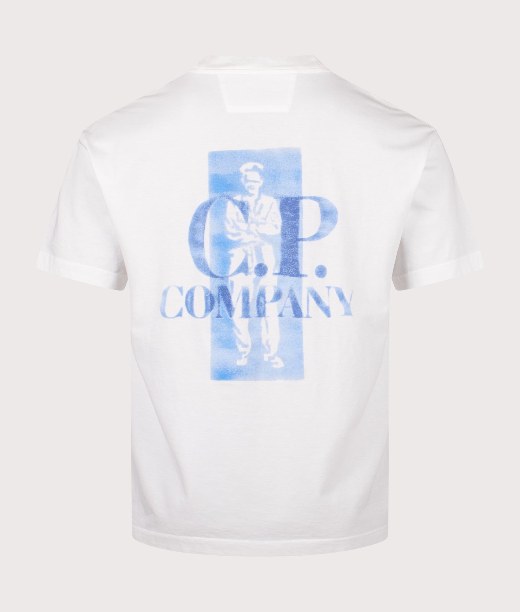 C.P. Company 30/1 Jersey Logo T-Shirt  in Gauze White at EQVVS Menswear. Back shot. 