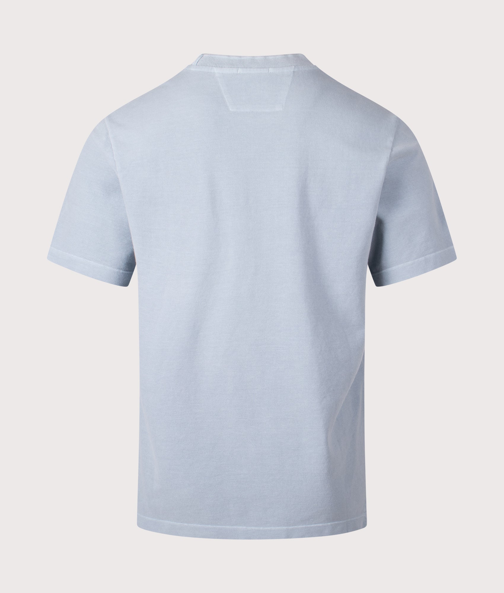 C.P. Company 24/1 Piquet Pigment Dyed Short Sleeve T-Shirt in Silver Blue at EQVVS Menswear. Back shot.
