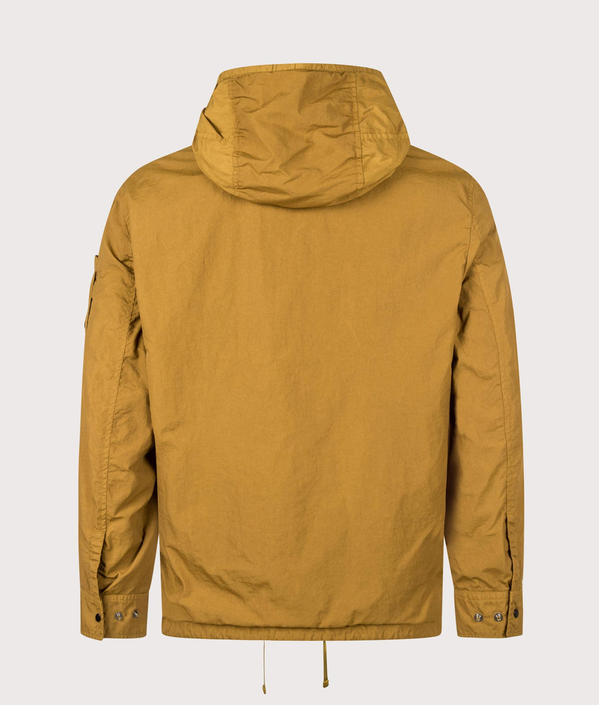 C.P. Company T-ST Nylon Hooded Lens Overshirt in Buck Thorn Brown at EQVVS Menswear. Back shot.