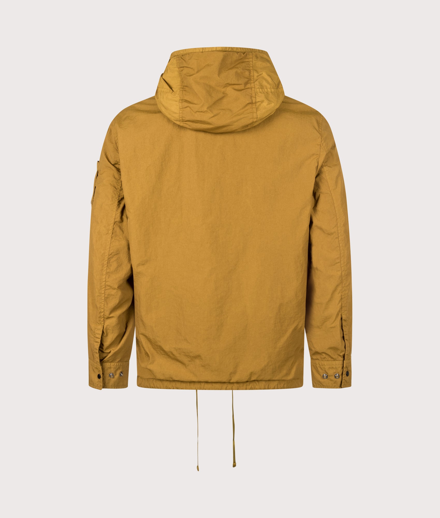 C.P. Company T-ST Nylon Hooded Lens Overshirt in Buck Thorn Brown at EQVVS Menswear. Back shot.