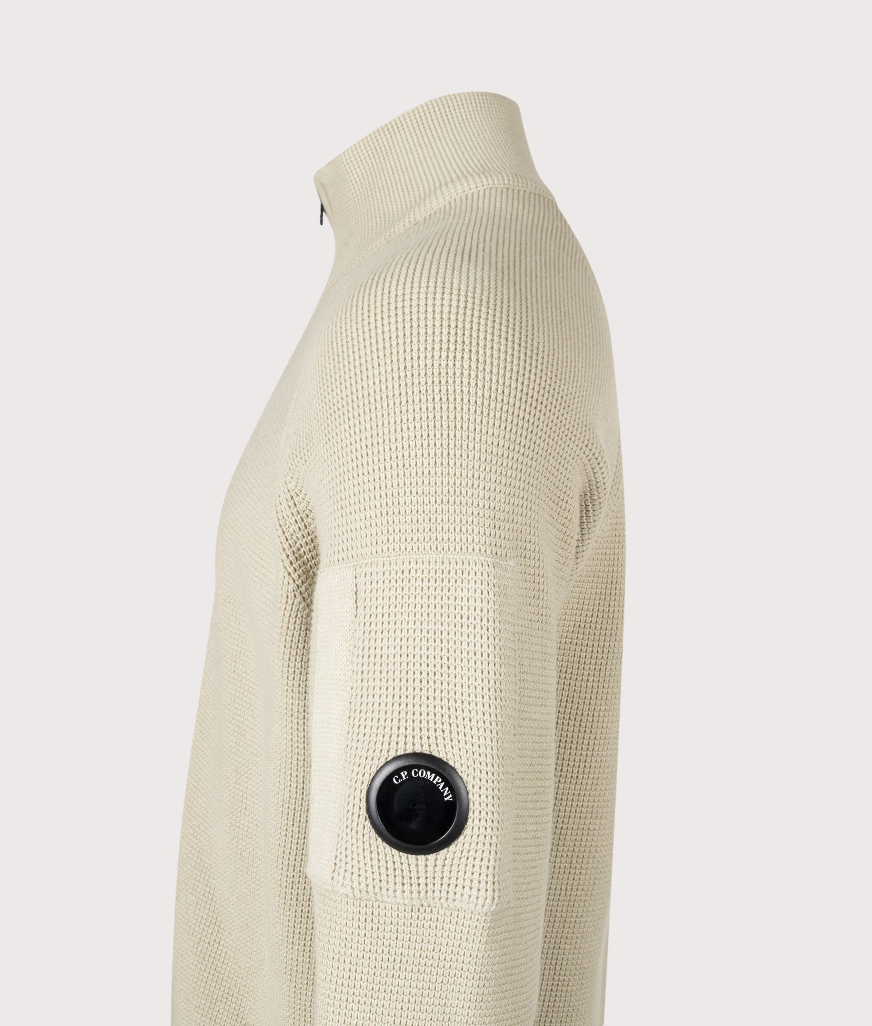 Waffle Knit Zip Through Lens Cardigan