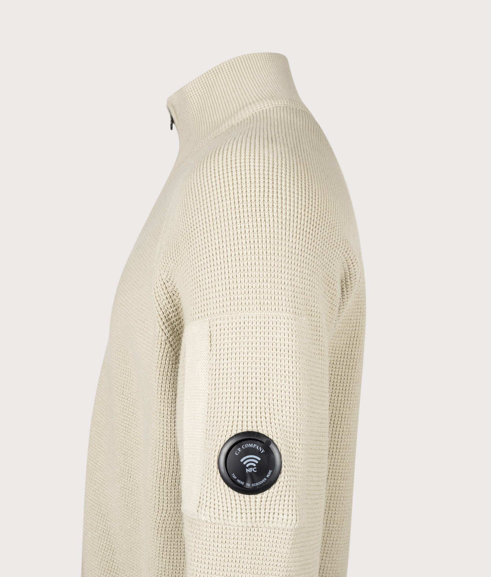 Waffle Knit Zip Through Lens Cardigan