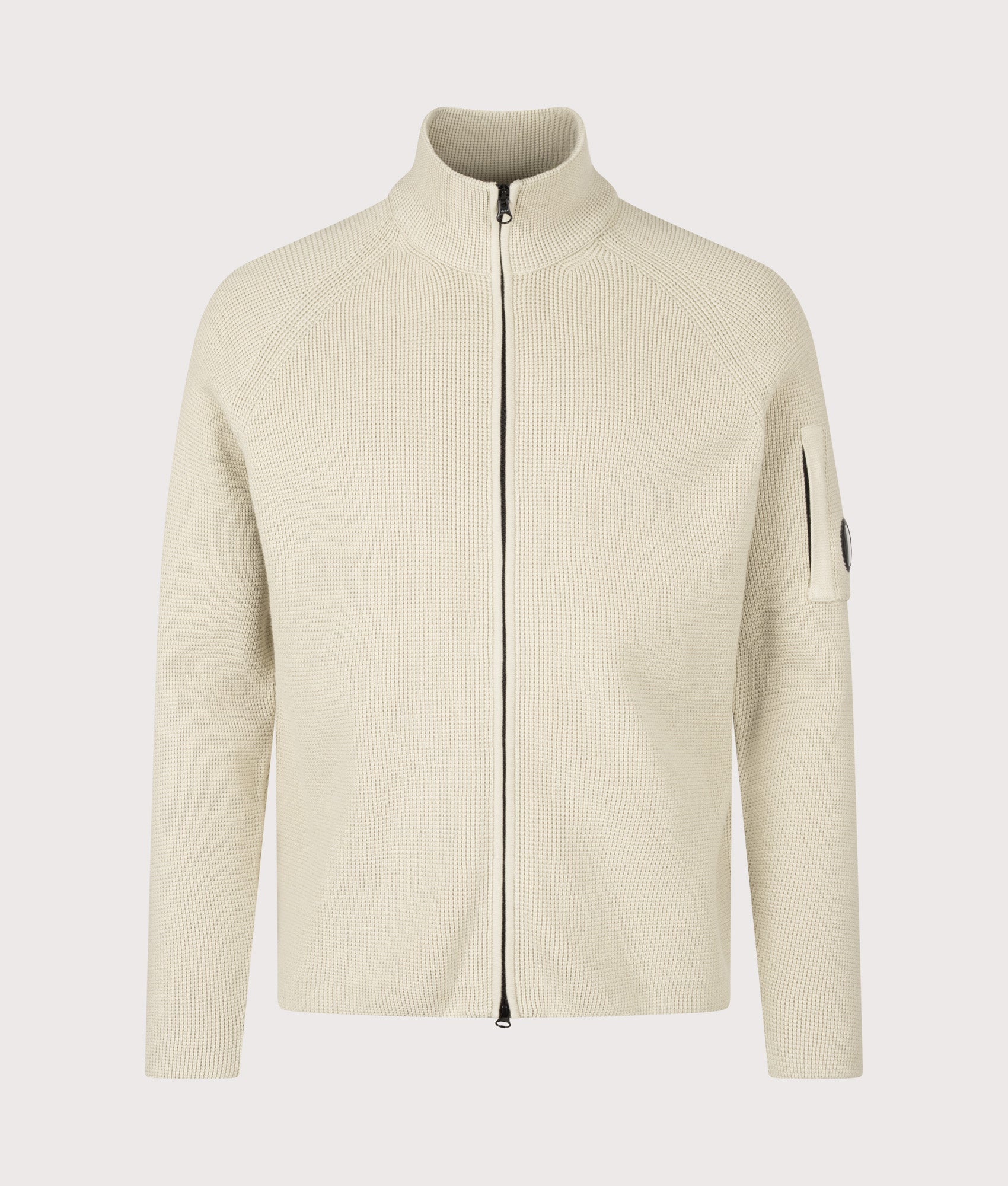 Waffle Knit Zip Through Lens Cardigan