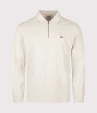 Long Sleeve Stretch Piquet Zip Polo Shirt: 120 Silver Birch 